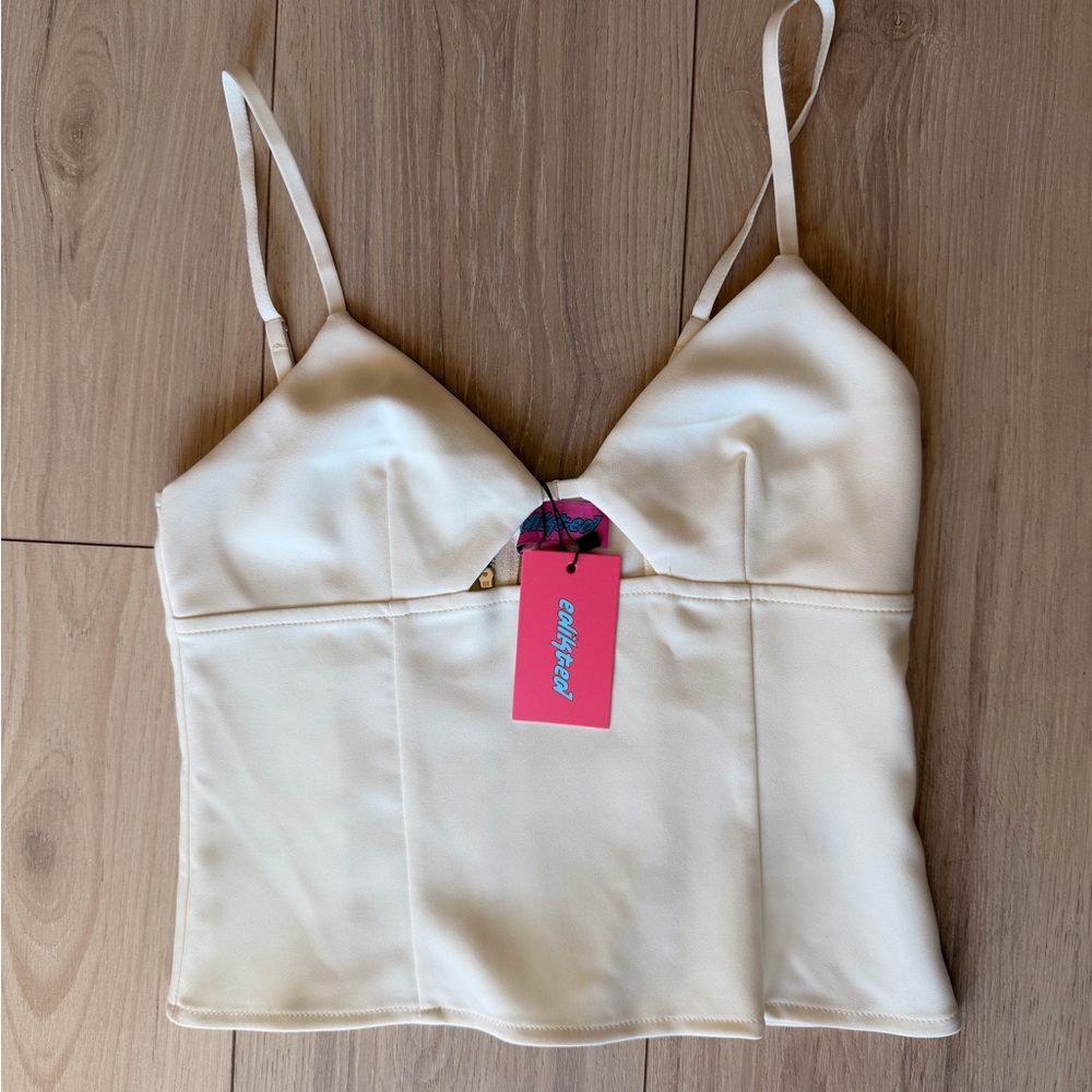 Edikted Cream Cutout Top